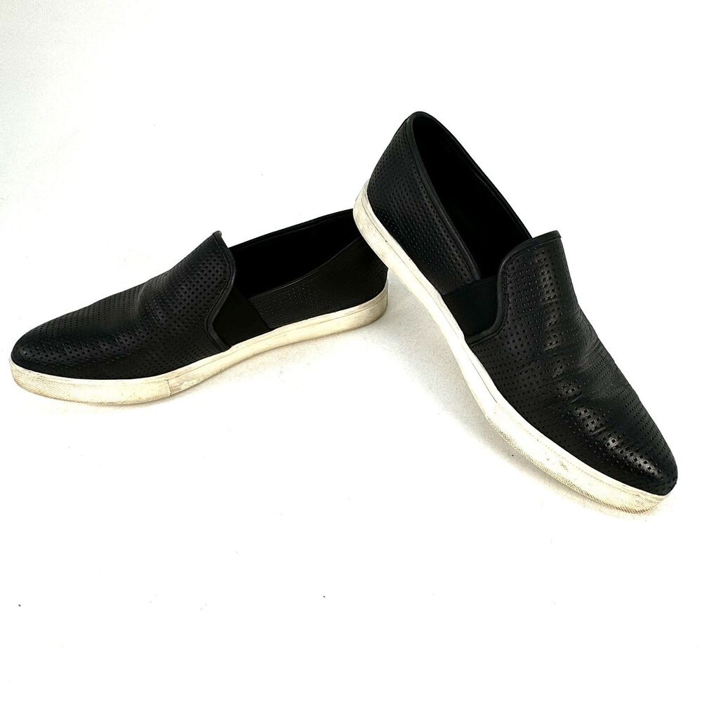 Vince Blair 5 Black Perforated Leather Fashion Shoes Sneaker Womens 7.5 Slip On